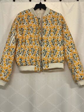 Floral Quilted Bomber Jacket - Yellow/White *see note